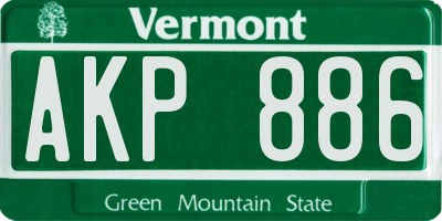 VT license plate AKP886