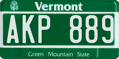 VT license plate AKP889