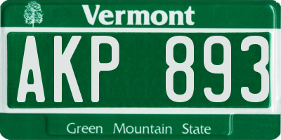 VT license plate AKP893