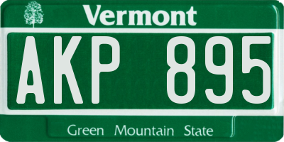VT license plate AKP895