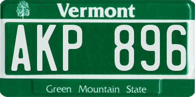 VT license plate AKP896