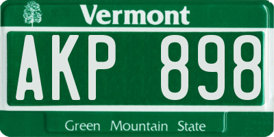VT license plate AKP898