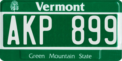 VT license plate AKP899