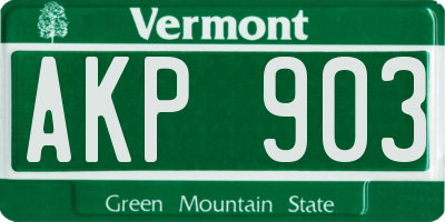 VT license plate AKP903
