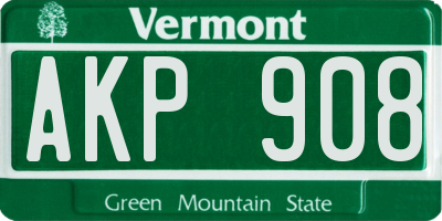 VT license plate AKP908