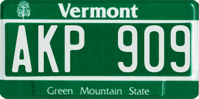 VT license plate AKP909