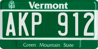 VT license plate AKP912