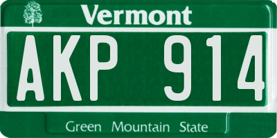 VT license plate AKP914