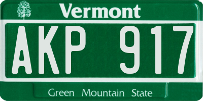 VT license plate AKP917