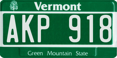 VT license plate AKP918