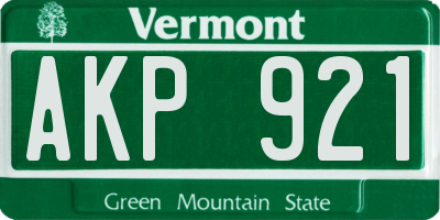 VT license plate AKP921