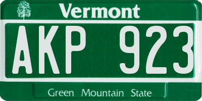 VT license plate AKP923