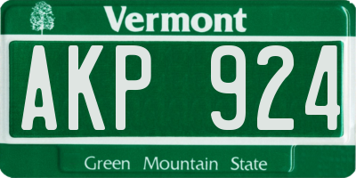 VT license plate AKP924