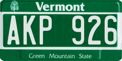 VT license plate AKP926