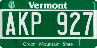 VT license plate AKP927