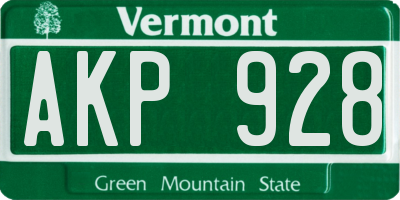 VT license plate AKP928
