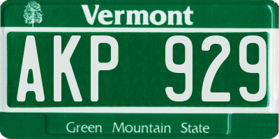 VT license plate AKP929