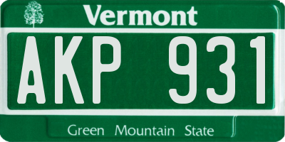 VT license plate AKP931