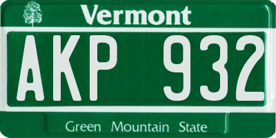 VT license plate AKP932