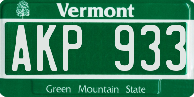 VT license plate AKP933