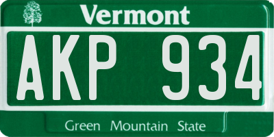 VT license plate AKP934