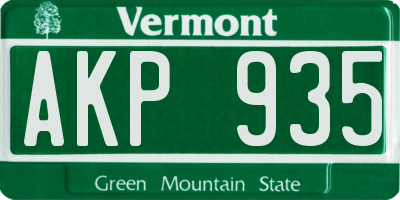 VT license plate AKP935