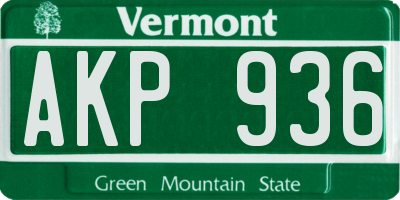 VT license plate AKP936