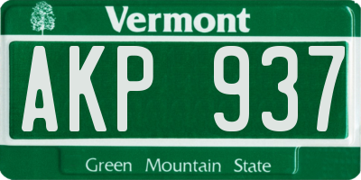 VT license plate AKP937
