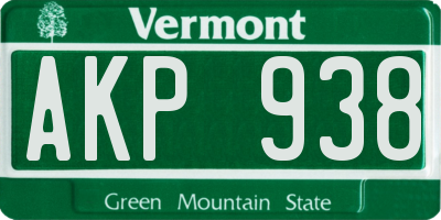 VT license plate AKP938
