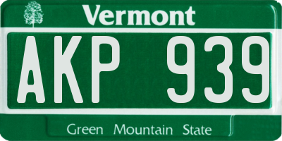 VT license plate AKP939