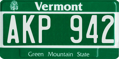 VT license plate AKP942