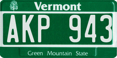 VT license plate AKP943