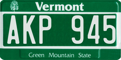 VT license plate AKP945