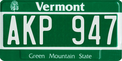 VT license plate AKP947