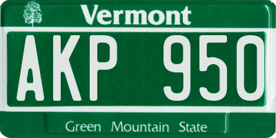 VT license plate AKP950