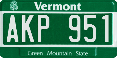 VT license plate AKP951