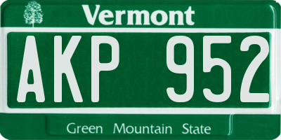 VT license plate AKP952