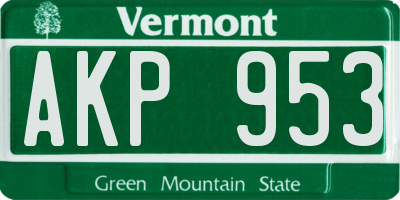 VT license plate AKP953