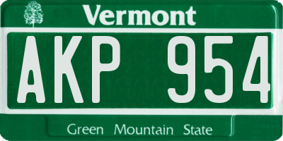 VT license plate AKP954