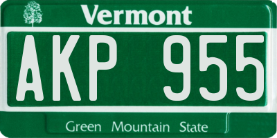 VT license plate AKP955