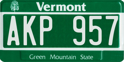 VT license plate AKP957