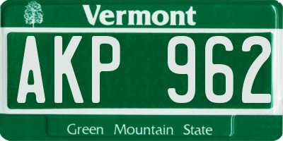 VT license plate AKP962