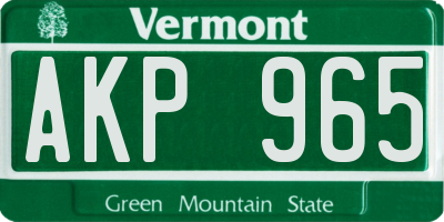 VT license plate AKP965