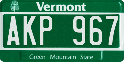 VT license plate AKP967
