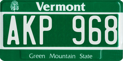 VT license plate AKP968