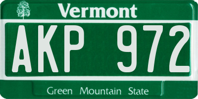 VT license plate AKP972