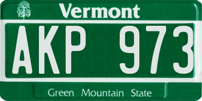 VT license plate AKP973