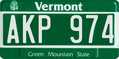 VT license plate AKP974