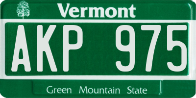 VT license plate AKP975
