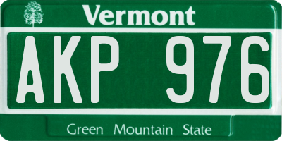 VT license plate AKP976
